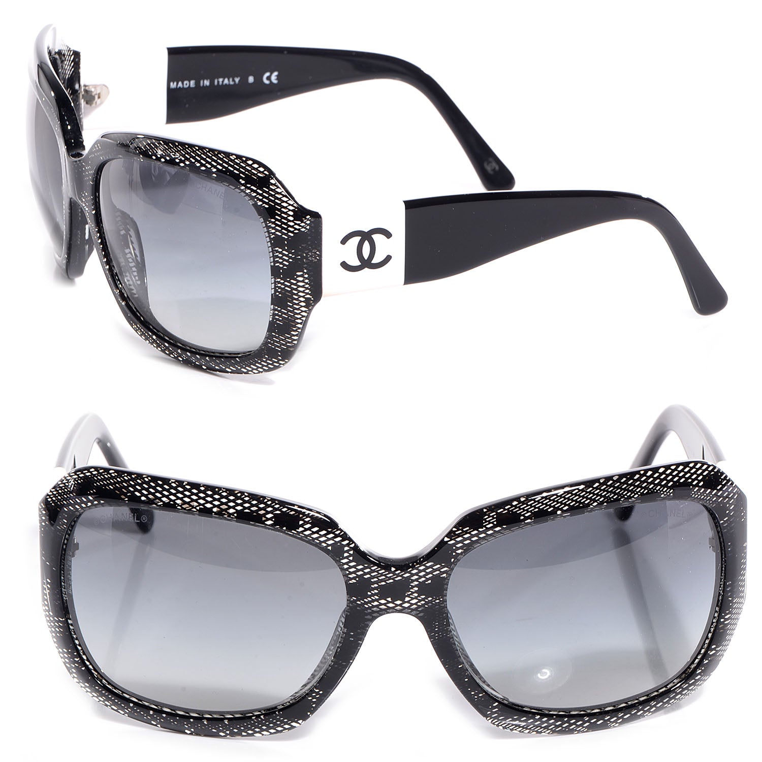 Chanel Acetate CC Lace Effect Sunglasses 5146 Black White 1 of 5