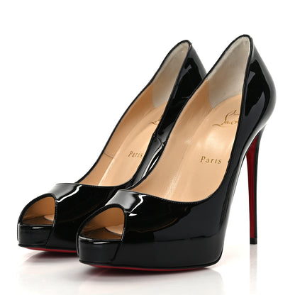 Christian Louboutin Patent New Very Prive 120 Peep Toe Pumps 39 Black Red 3 of 7
