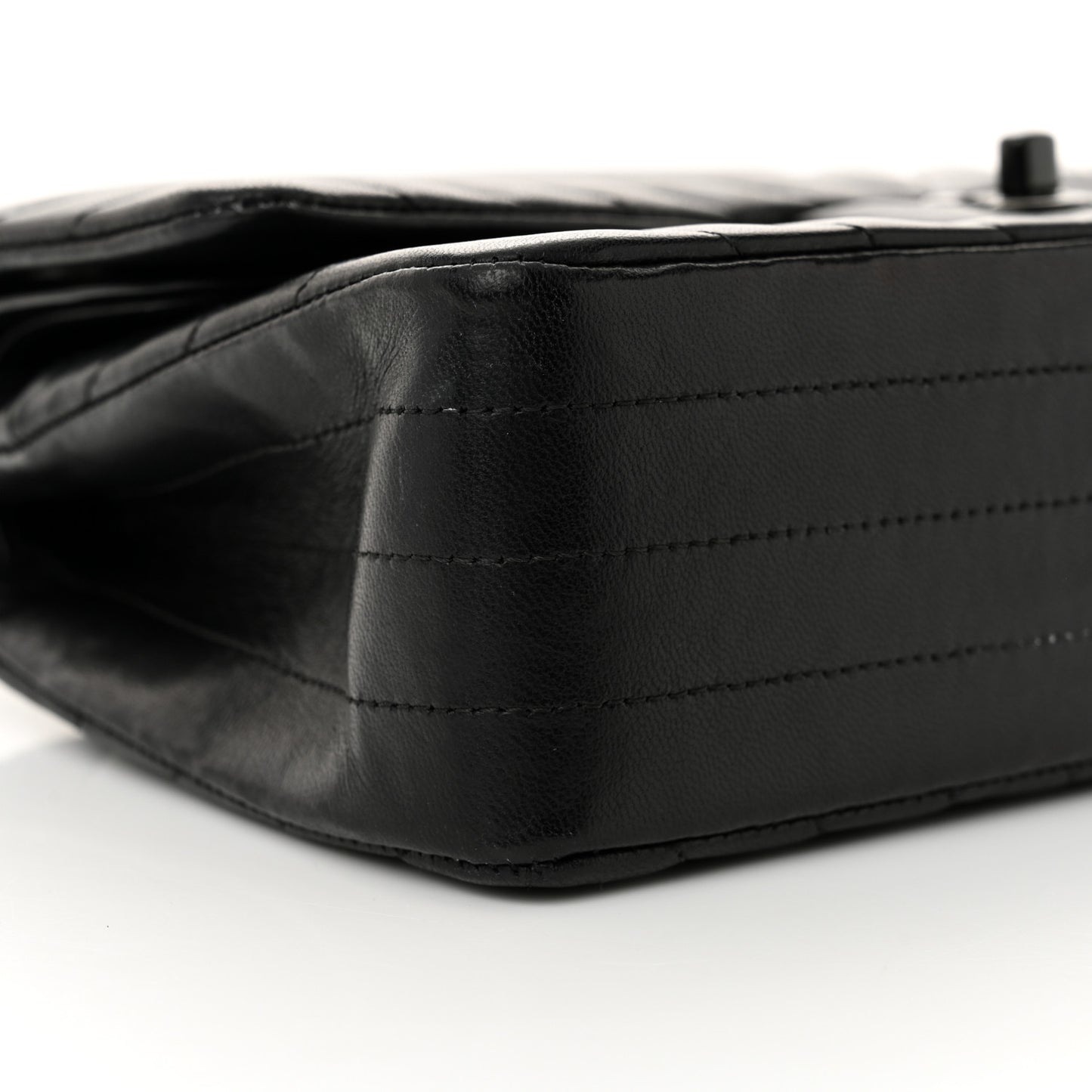 Lambskin Chevron Quilted Medium Double Flap So Black