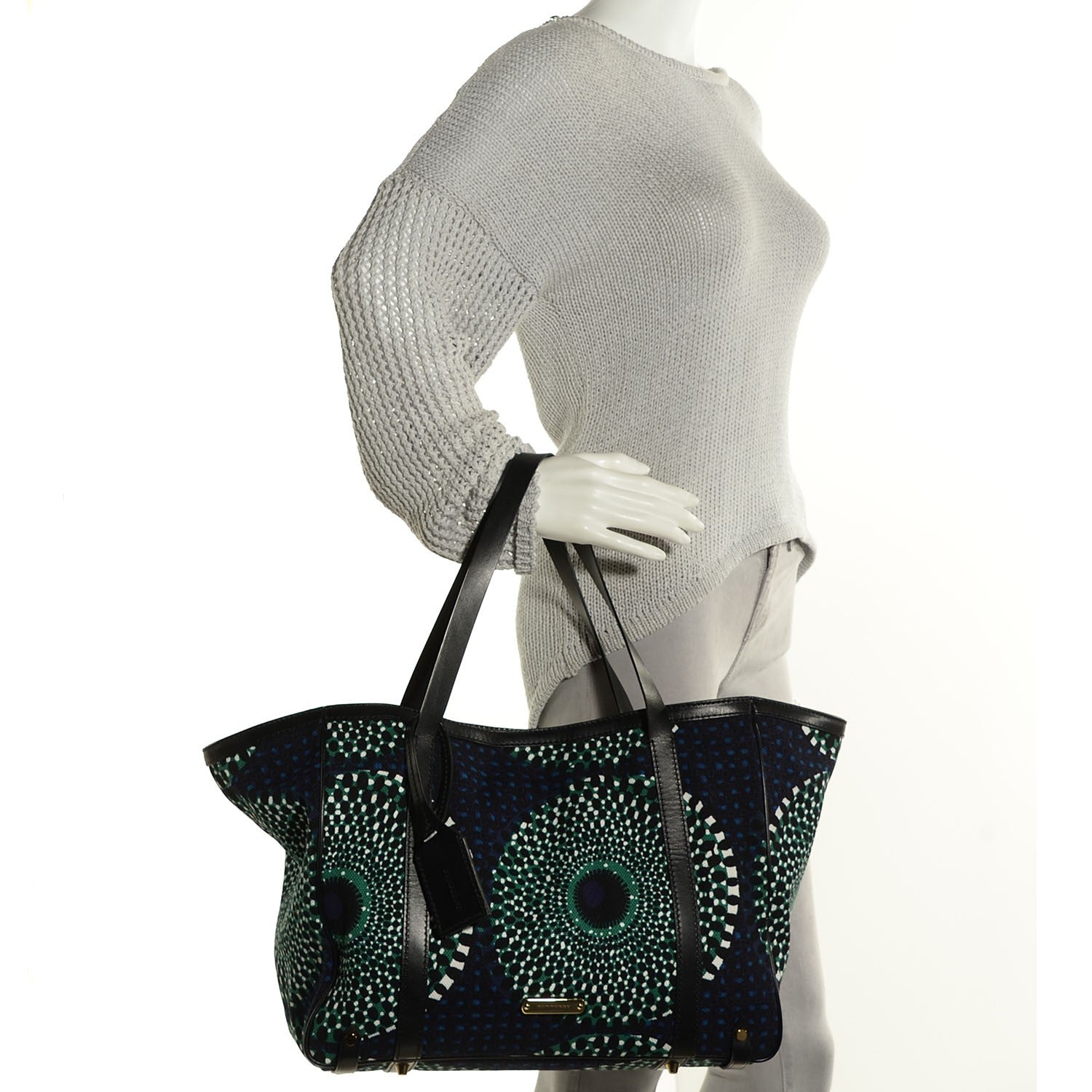 Burberry Summer Sun Canvas Medium Havenmore Tote Dark Peacock 2 of 9