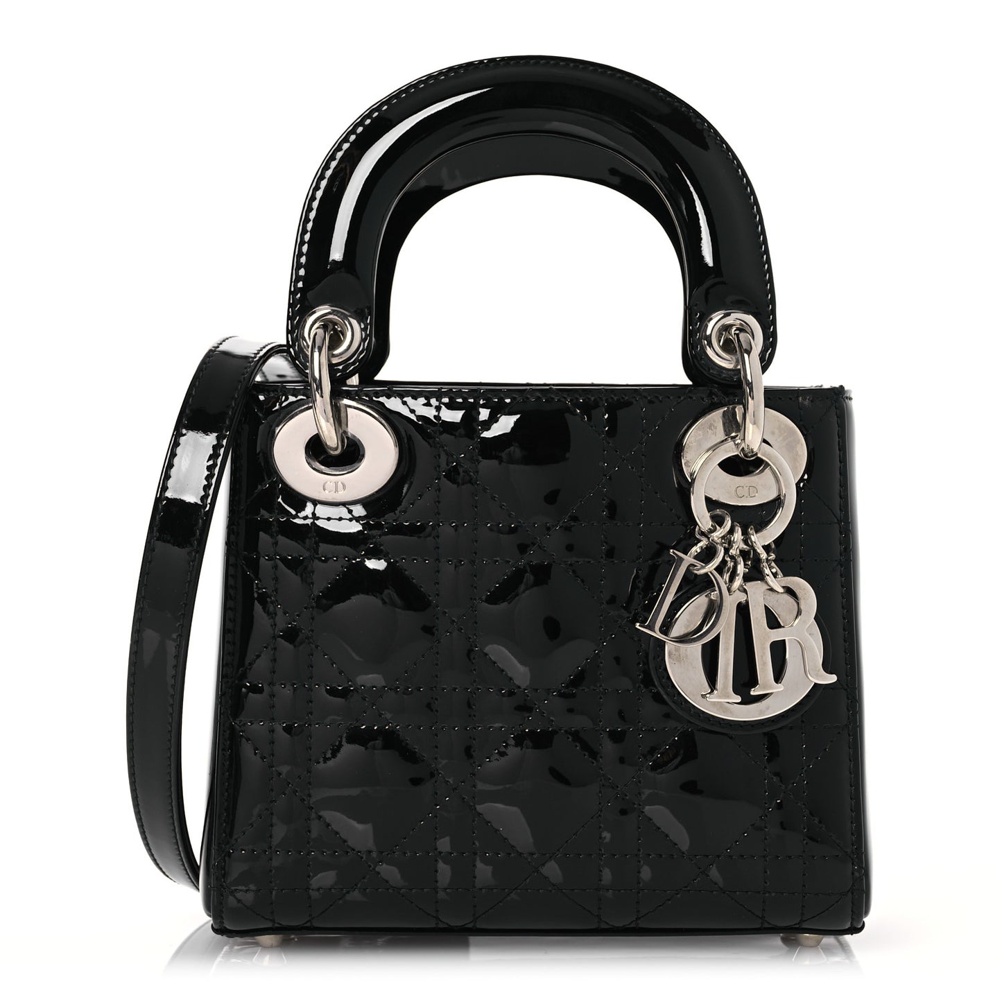 Patent Cannage Mini Lady Dior Black