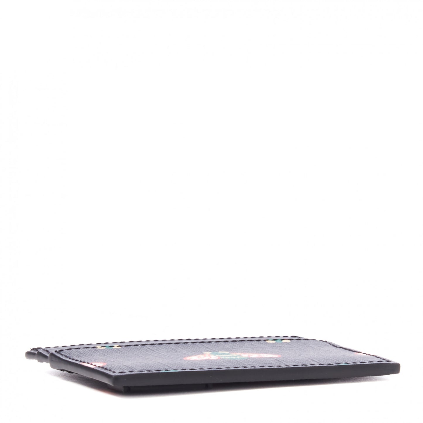 GG Supreme Monogram Bee Multicolor Appia Calfskin Card Holder Black Multicolor