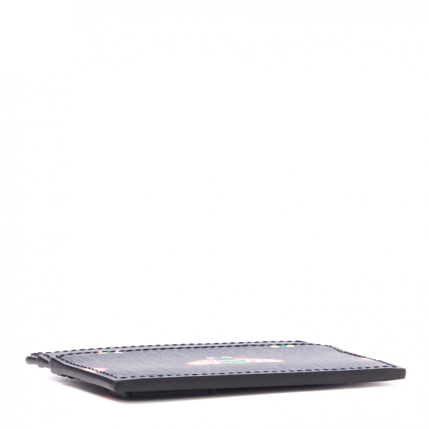Gucci GG Supreme Monogram Bee Multicolor Appia Calfskin Card Holder Black Multicolor 3 of 7