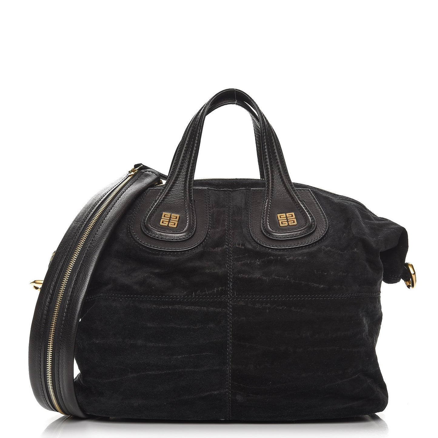 Textured Calfskin Suede Medium Nightingale Black