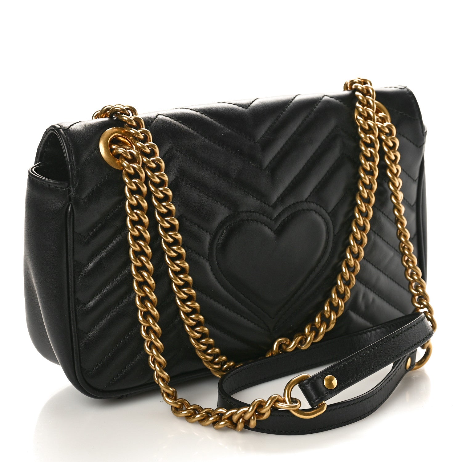 Gucci Calfskin Matelasse Small GG Marmont Shoulder Bag Black 3 of 10