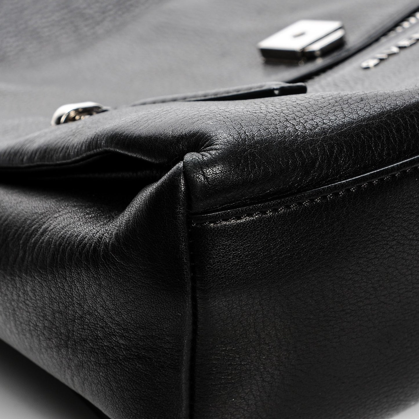 Pebbled Calfskin Small Pandora Pure Flap Bag Black