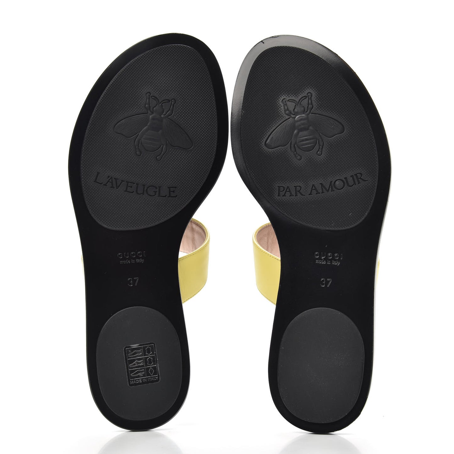 Calfskin GG Marmont Thong Sandals 37 Banana