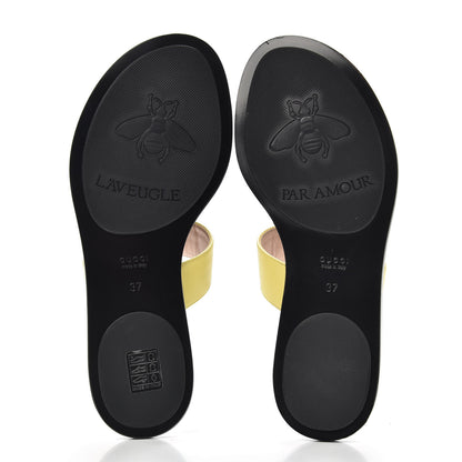 Gucci Calfskin GG Marmont Thong Sandals 37 Banana 5 of 8