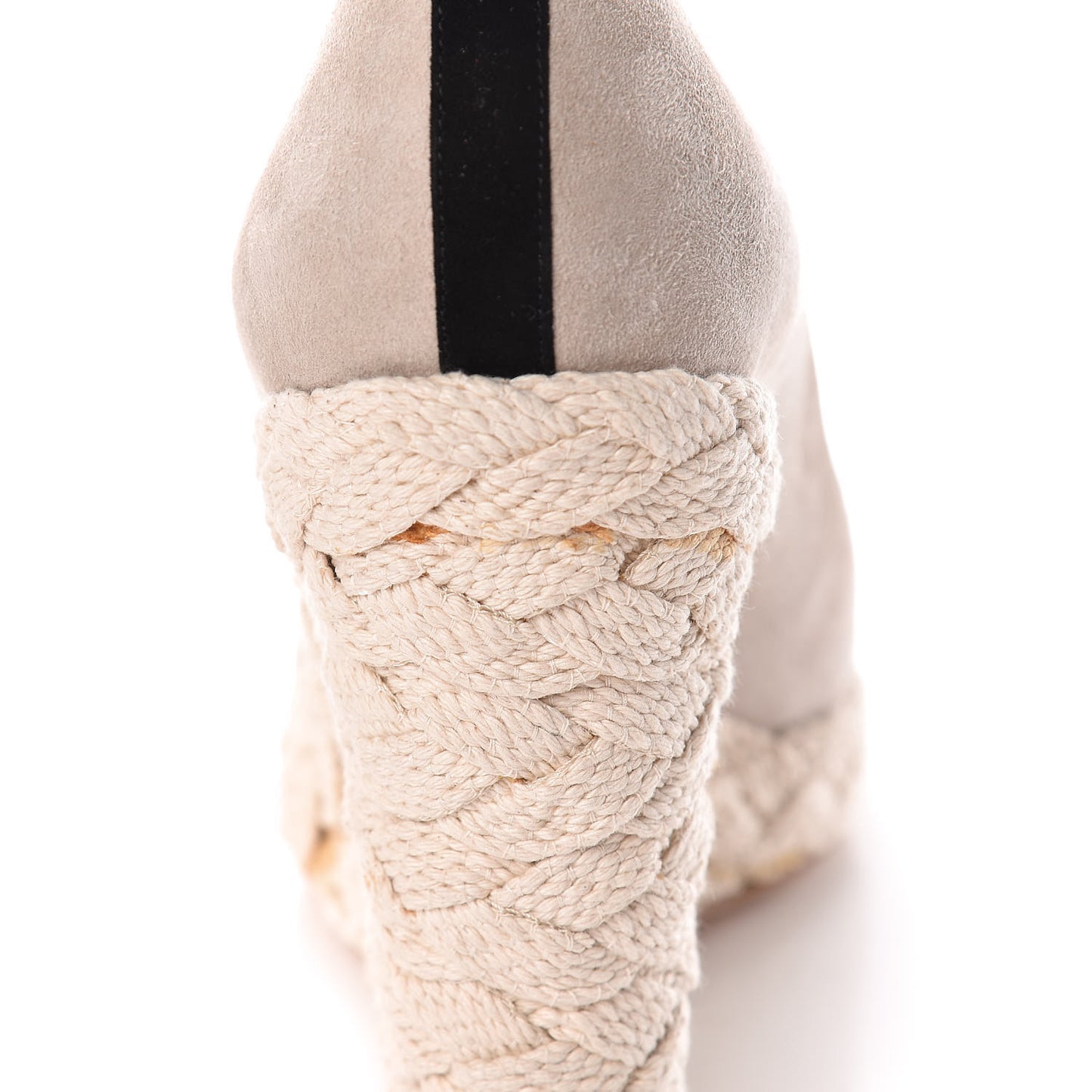 Suede Cap Toe CC Wedge Espadrilles 37 Grey Black