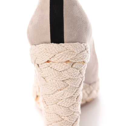 Chanel Suede Cap Toe CC Wedge Espadrilles 37 Grey Black 21 of 21