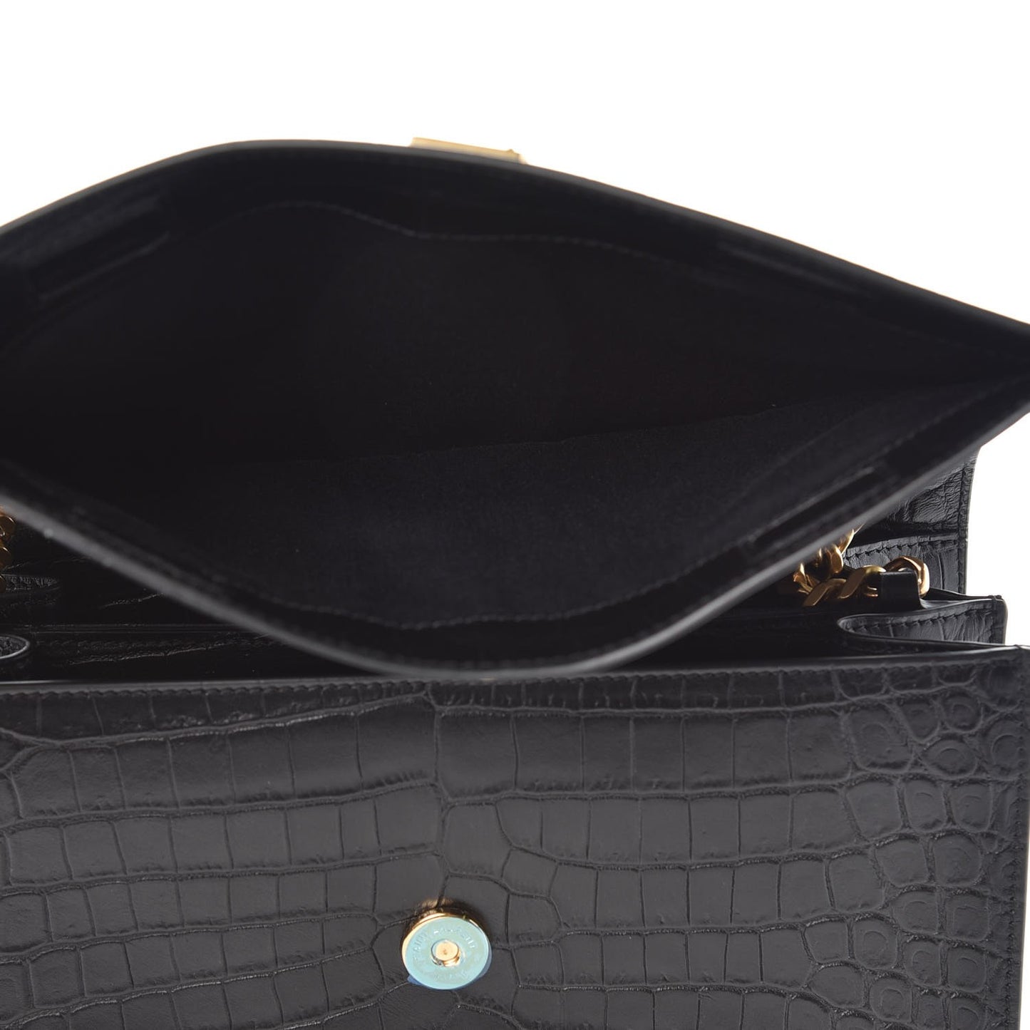 Calfskin Crocodile Embossed Monogram Medium Sunset Black