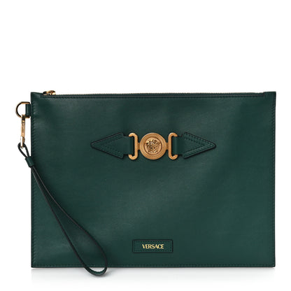 Versace Calfskin Medusa Biggie Clutch Green 1 of 9