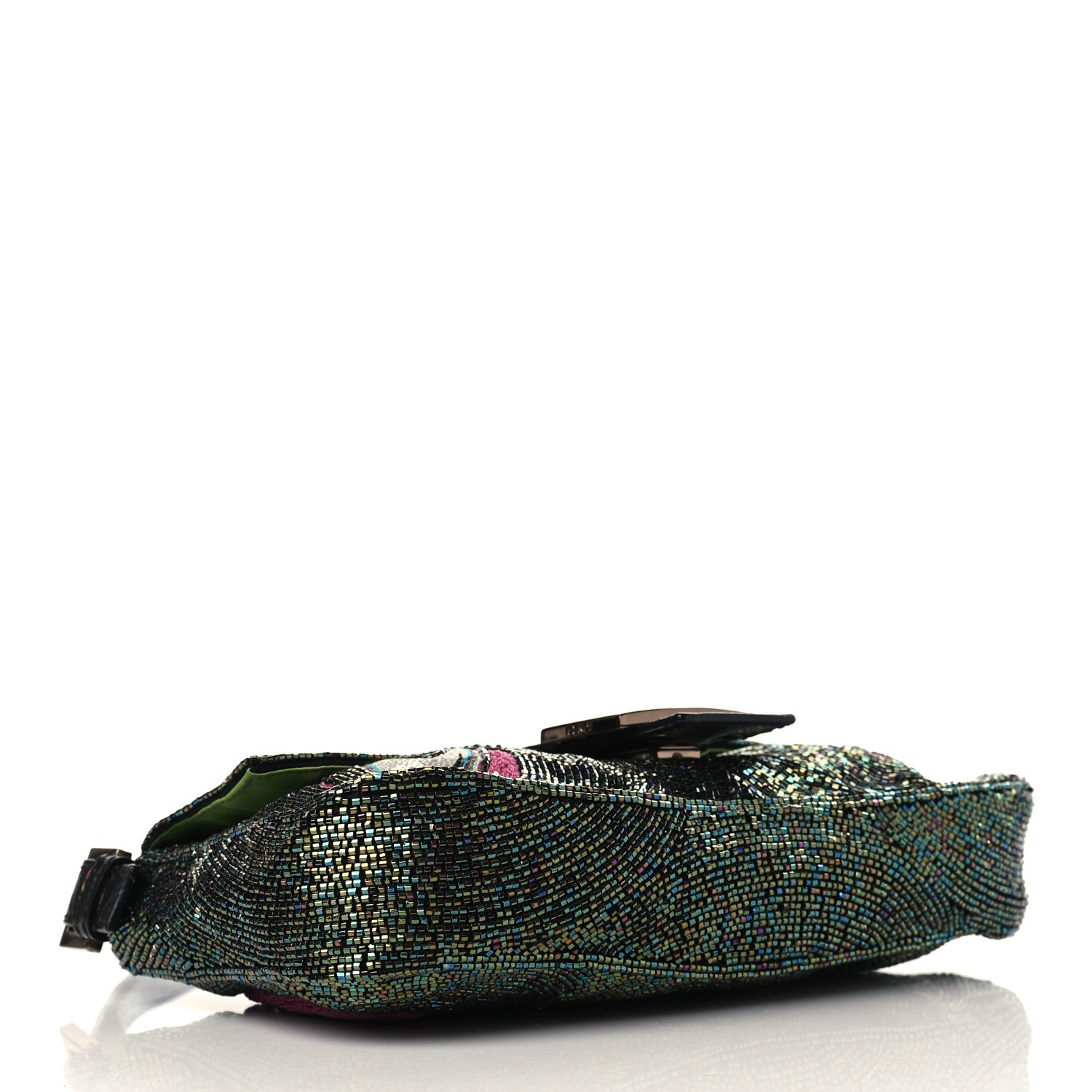 Fendi Metallic Calfskin Peacock Beaded Baguette Multicolor 4 of 11