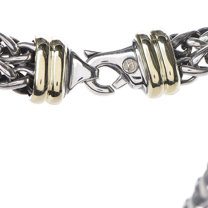 David Yurman Sterling Silver 14K Yellow Gold Chalcedony Double Wheat Chain Necklace 4 of 5