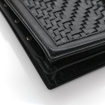 Saint Laurent Calfskin Woven Monogram Cassandra Clasp Bag Black 10 of 11