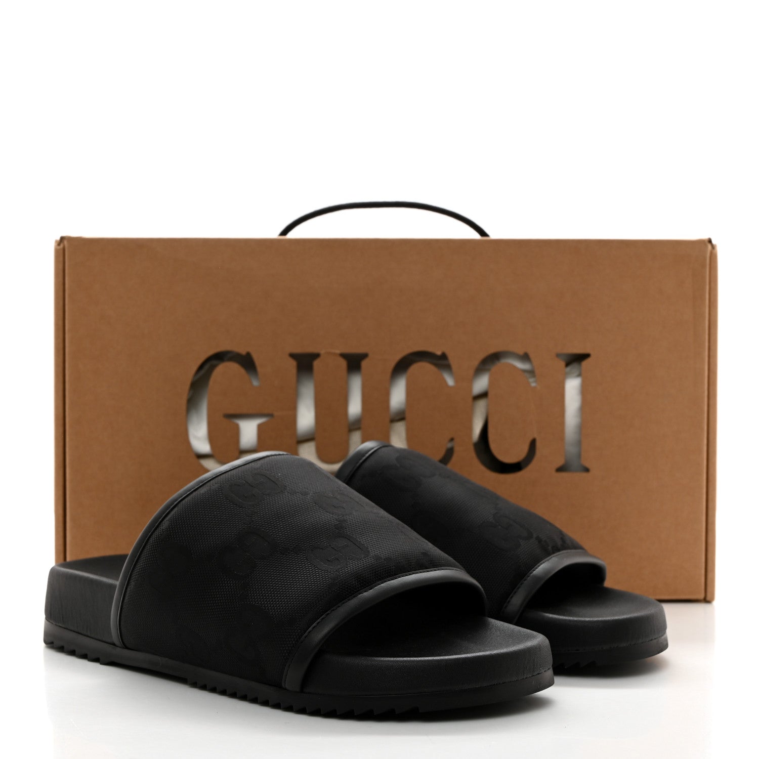 Gucci Econyl Nylon Demetra GG Monogram Mens Off the Grid Slide Sandals 8 Black 8 of 8