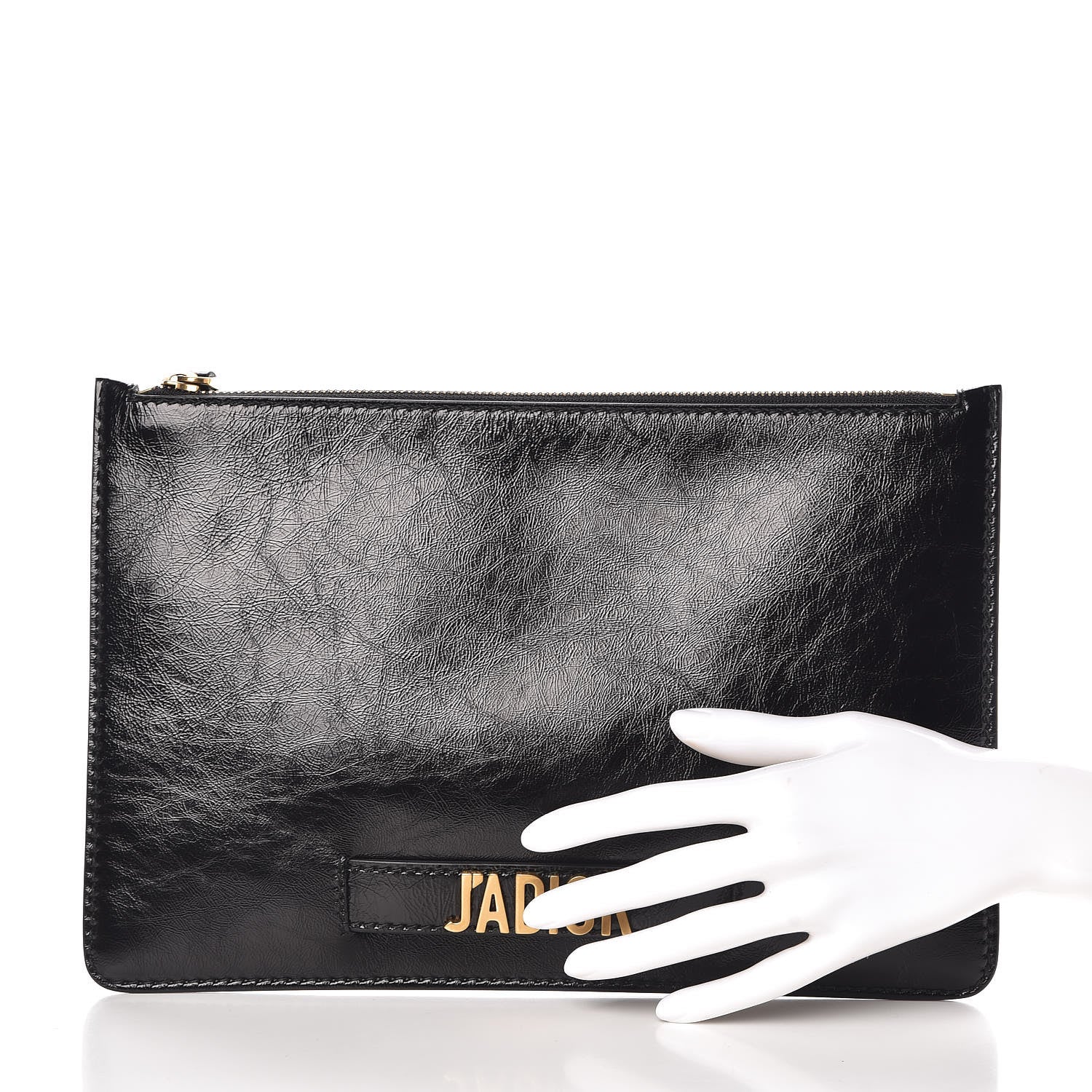 Christian Dior Crinkled Calfskin J'Adior Flat Clutch Black 2 of 6
