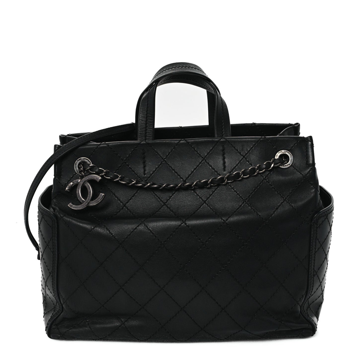 Calfskin CC Pocket Tote Black