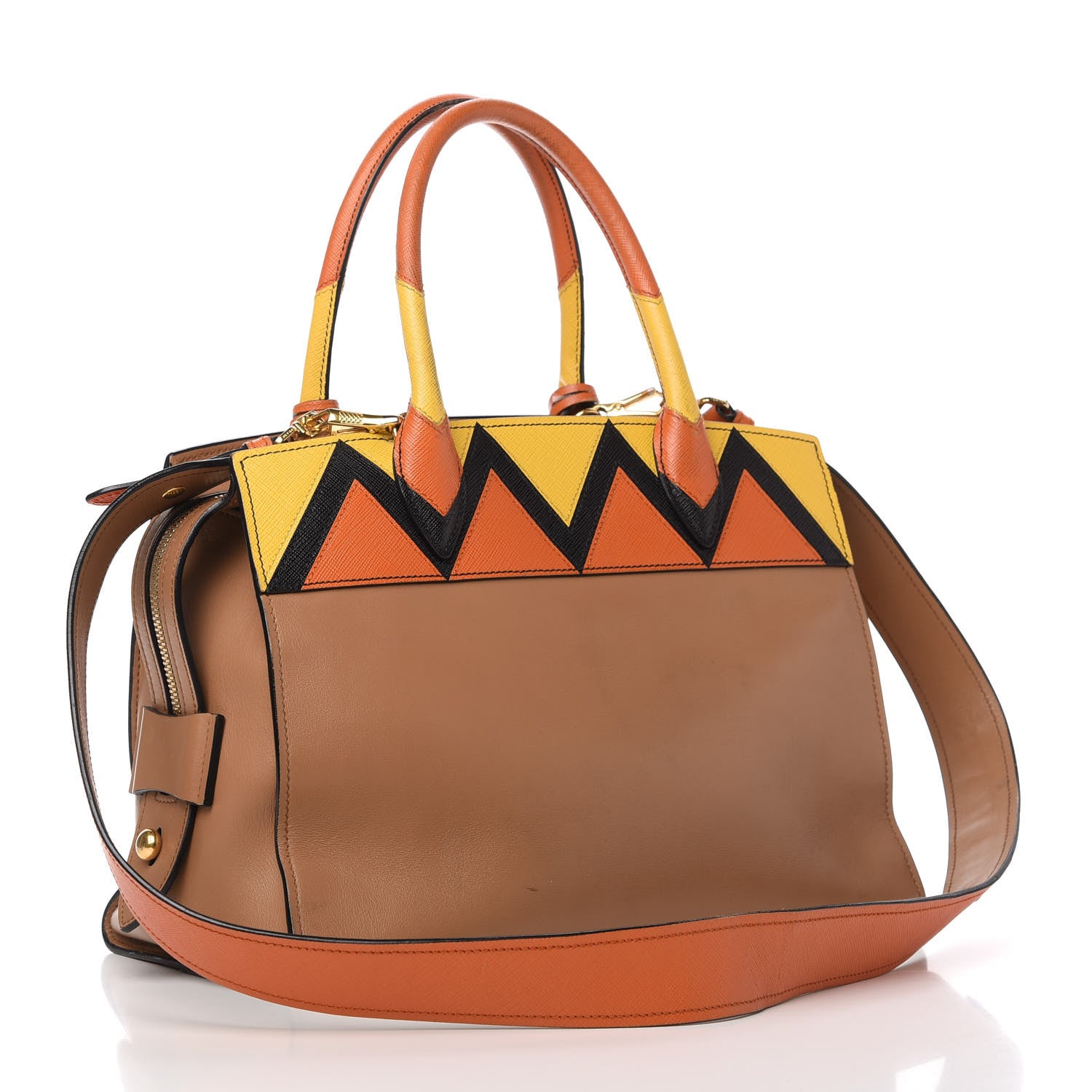 Prada City Calf Saffiano Medium Esplanade Tote Caramel Papaya 3 of 15
