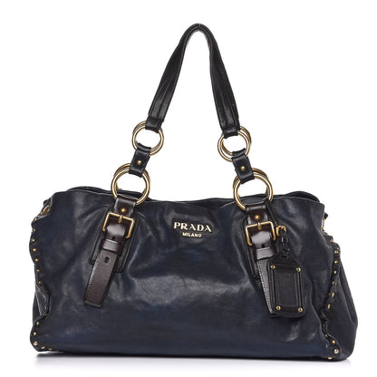 Prada Nappa Studded Aviator Shopping Tote Blue 1 of 10