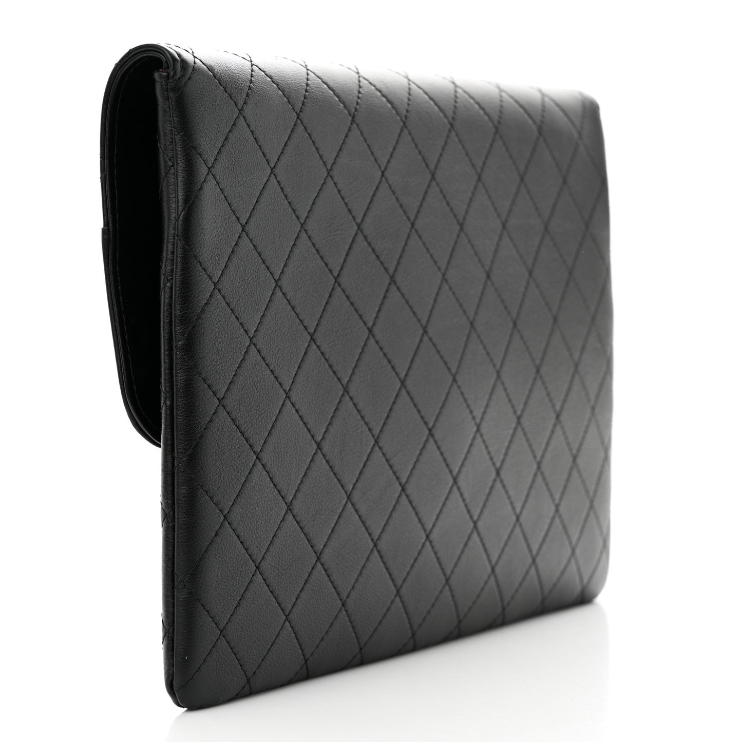 Lambskin Quilted Sleek And Chic Clutch Black