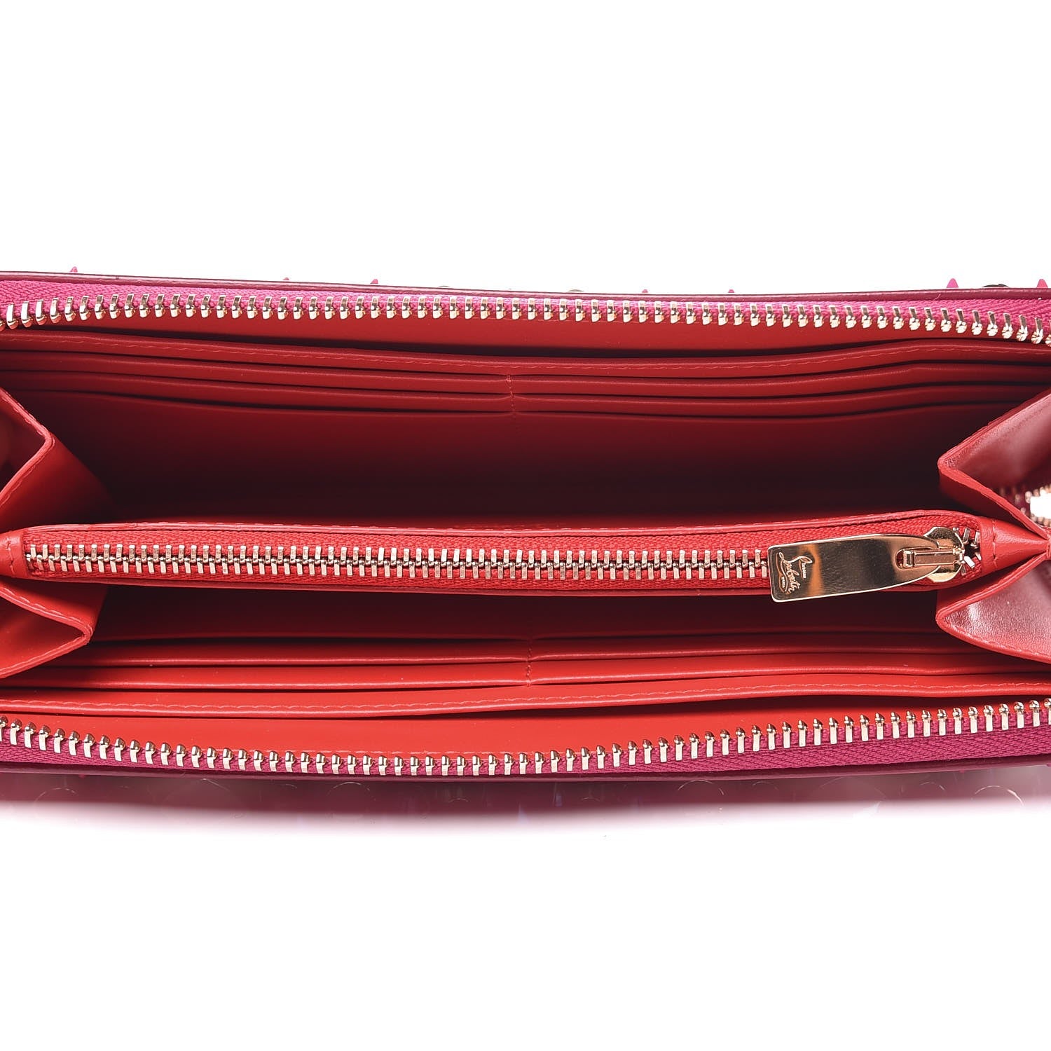 Christian Louboutin Patent Panettone Studded Zip Around Wallet Ultra Rose 5 of 7