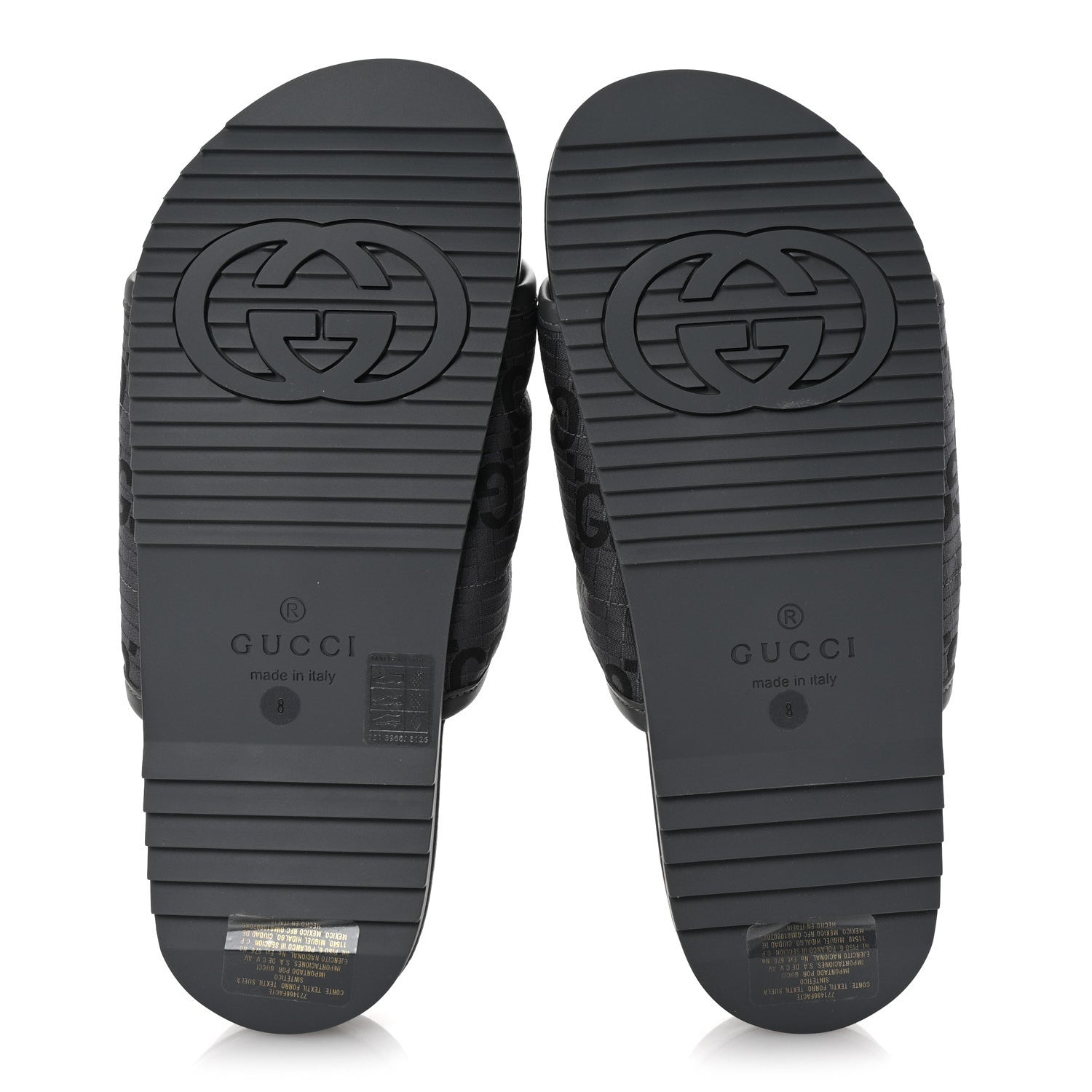Gucci Monogram Ripstop Demetra Mens Slide Sandals 8 Grey Black 6 of 10