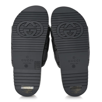 Gucci Monogram Ripstop Demetra Mens Slide Sandals 8 Grey Black 6 of 10