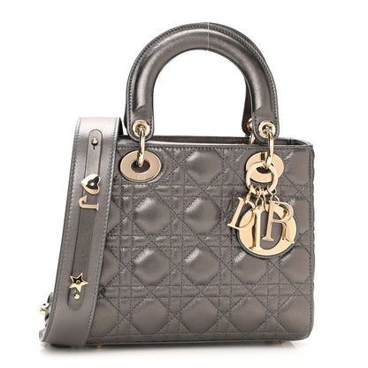 Christian Dior Metallic Grained Calfskin Cannage My ABCDior Lady Dior Gunmetal 1 of 9