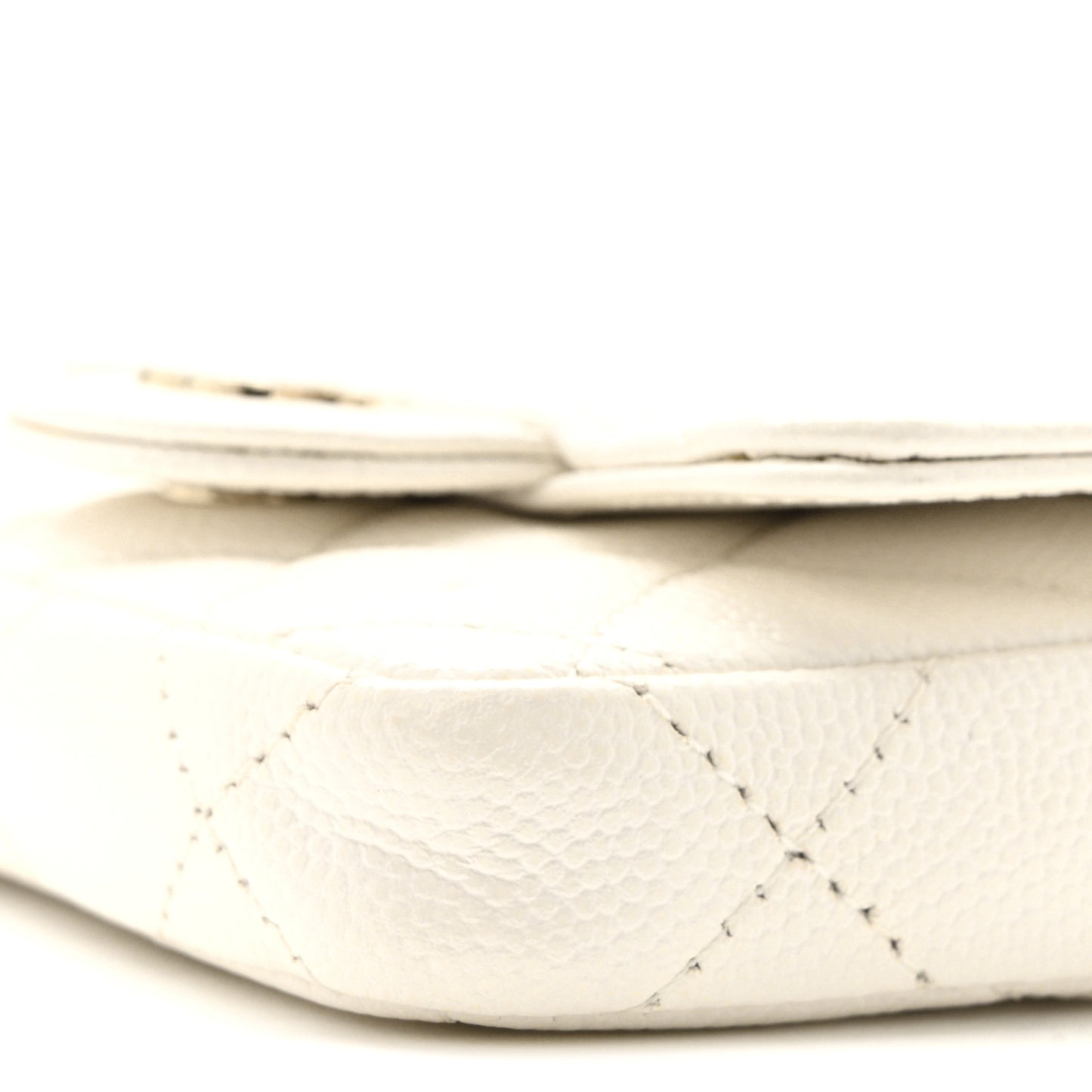 Caviar Quilted Mini Chain Belt Bag White