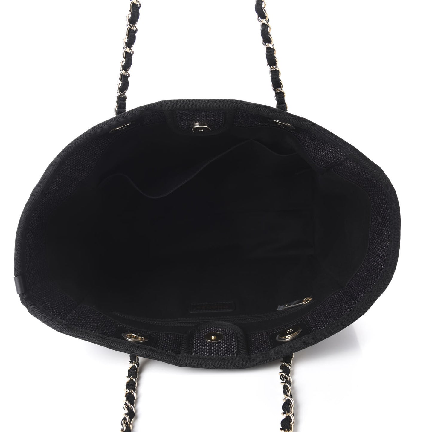 Woven Straw Raffia Small Deauville Tote Black