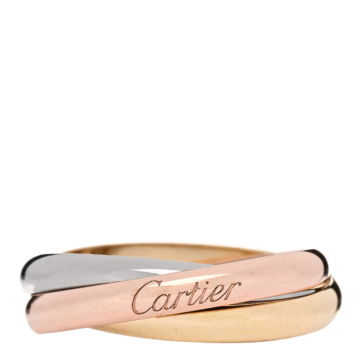 Cartier 18K Pink Yellow White Gold Small Trinity Ring 58 8.25 1 of 5