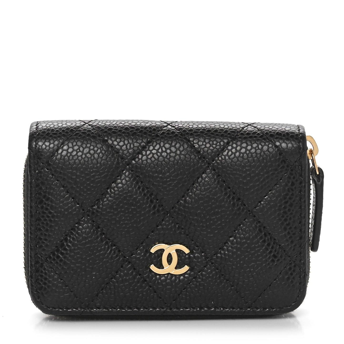Caviar Quilted Zip Coin Purse Black