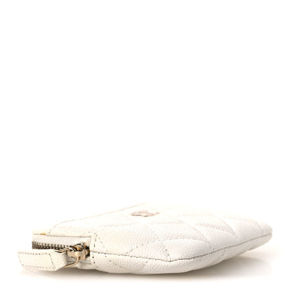 Chanel Caviar Quilted Zip Card Holder Wallet White 9 of 16