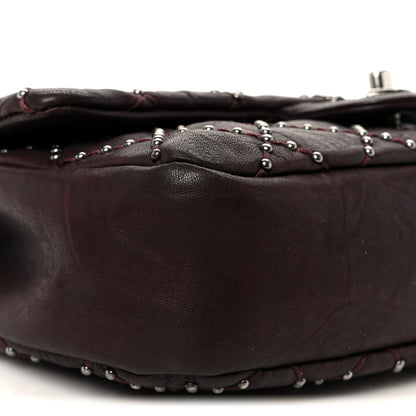 Chanel Washed Lambskin Studded Metal Beauty Flap Burgundy 10 of 11