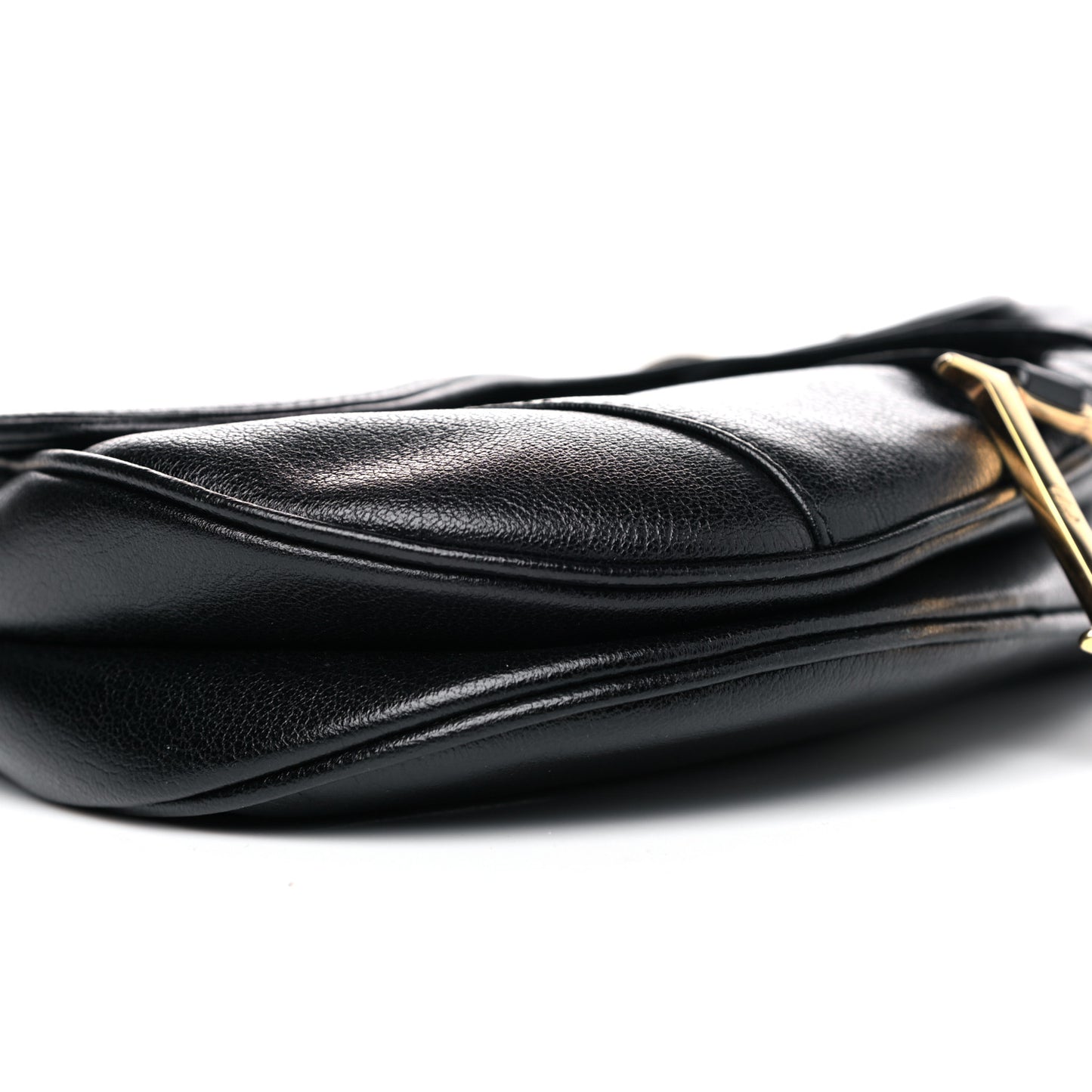 Grained Calfskin Saddle Bag Black