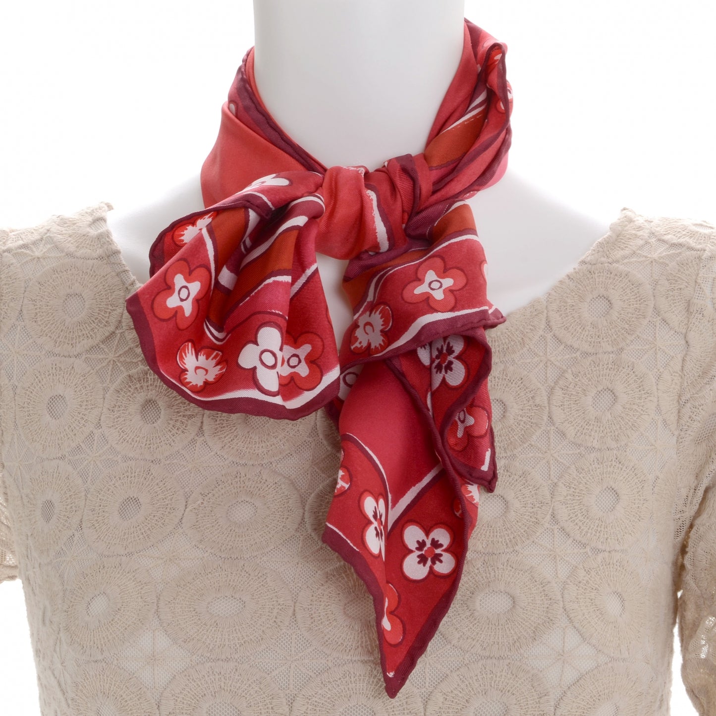 Silk Fleur Scarf Red