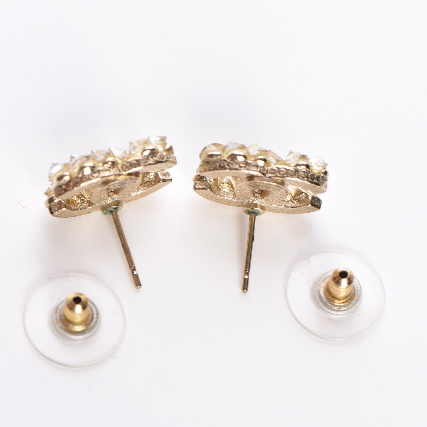 Chanel Poured Glass CC Earrings Light Gold 5 of 5