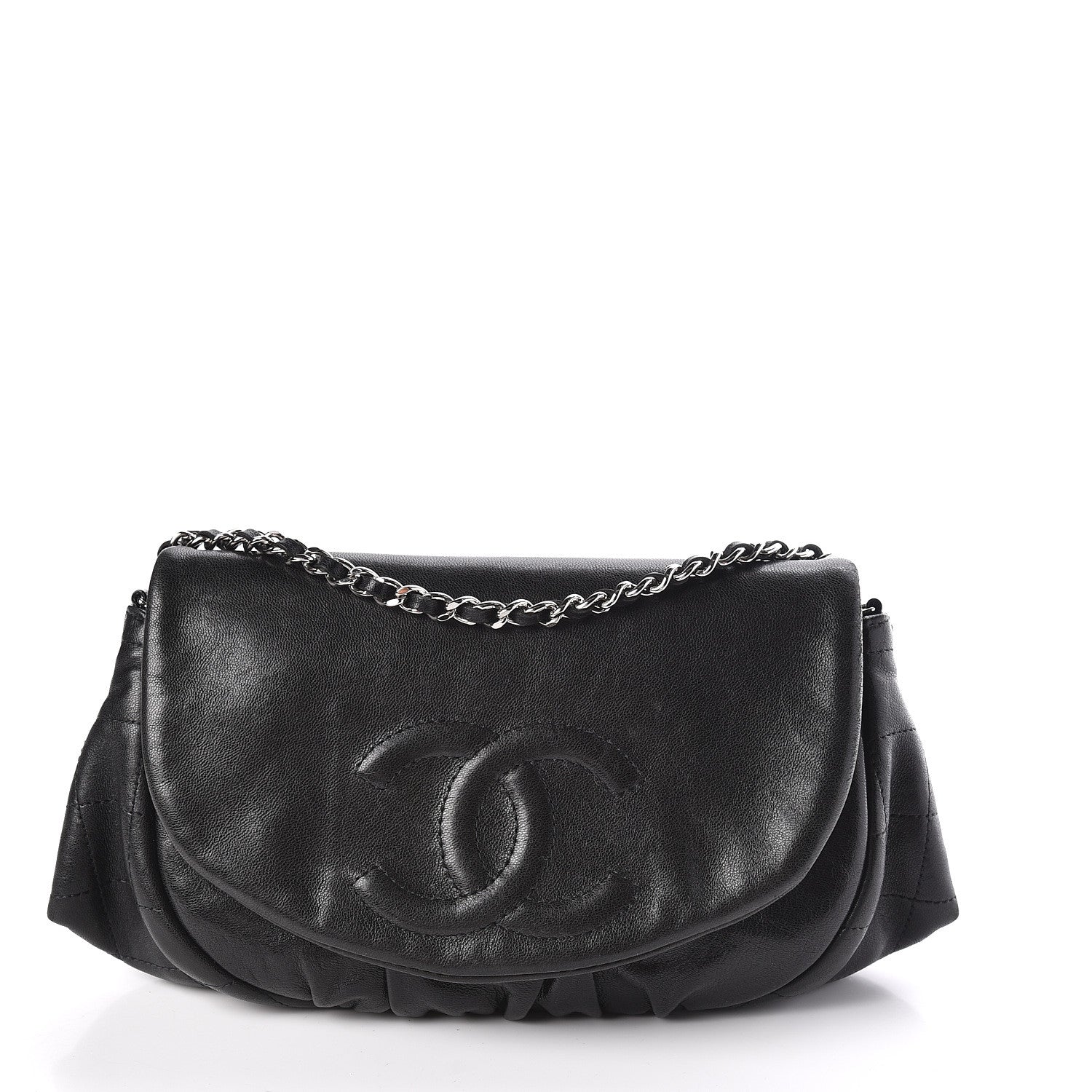 Chanel Lambskin Half Moon Wallet On Chain WOC Black 1 of 11