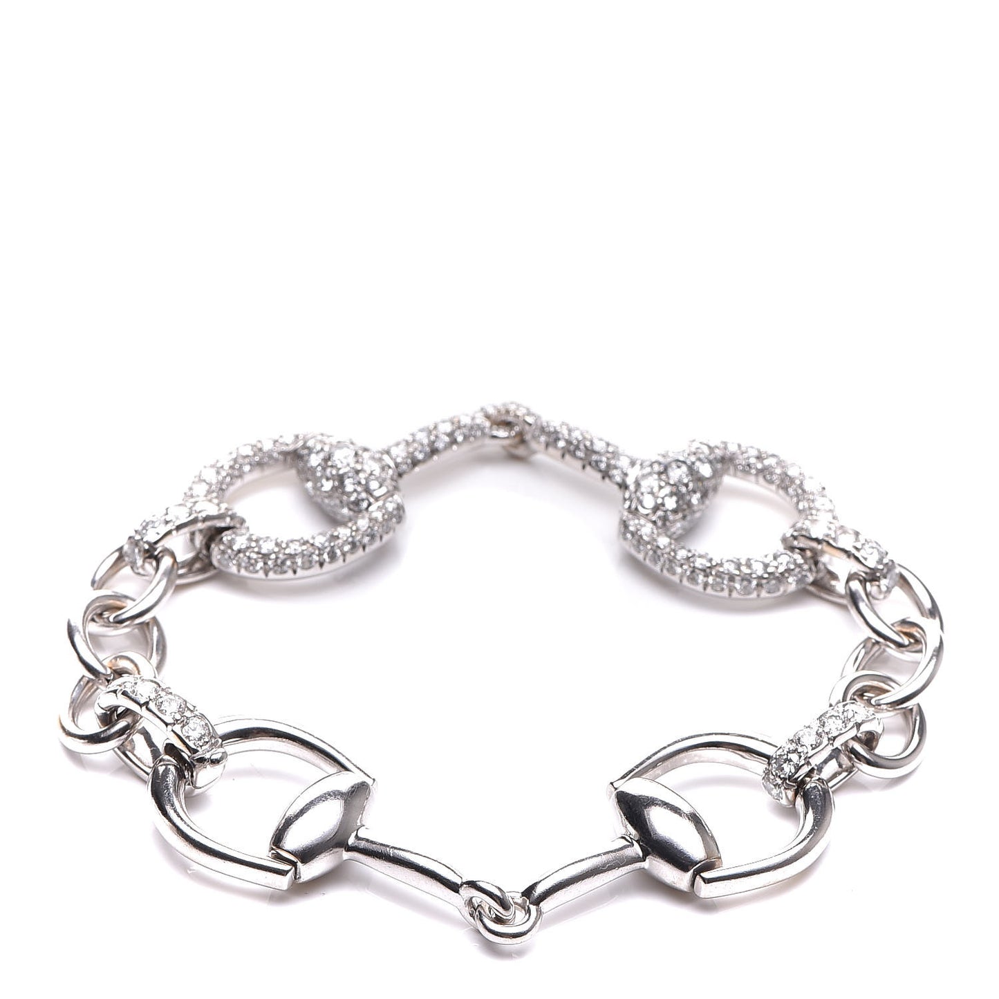 18K White Gold Diamond Horsebit Bracelet 18