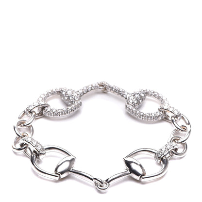 Gucci 18K White Gold Diamond Horsebit Bracelet 18 3 of 8