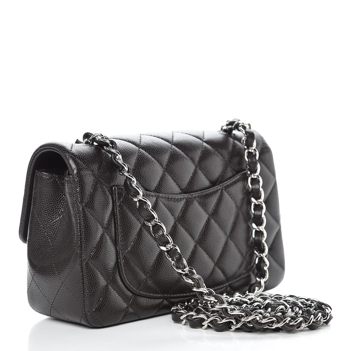 Caviar Quilted Mini Rectangular Flap Dark Brown