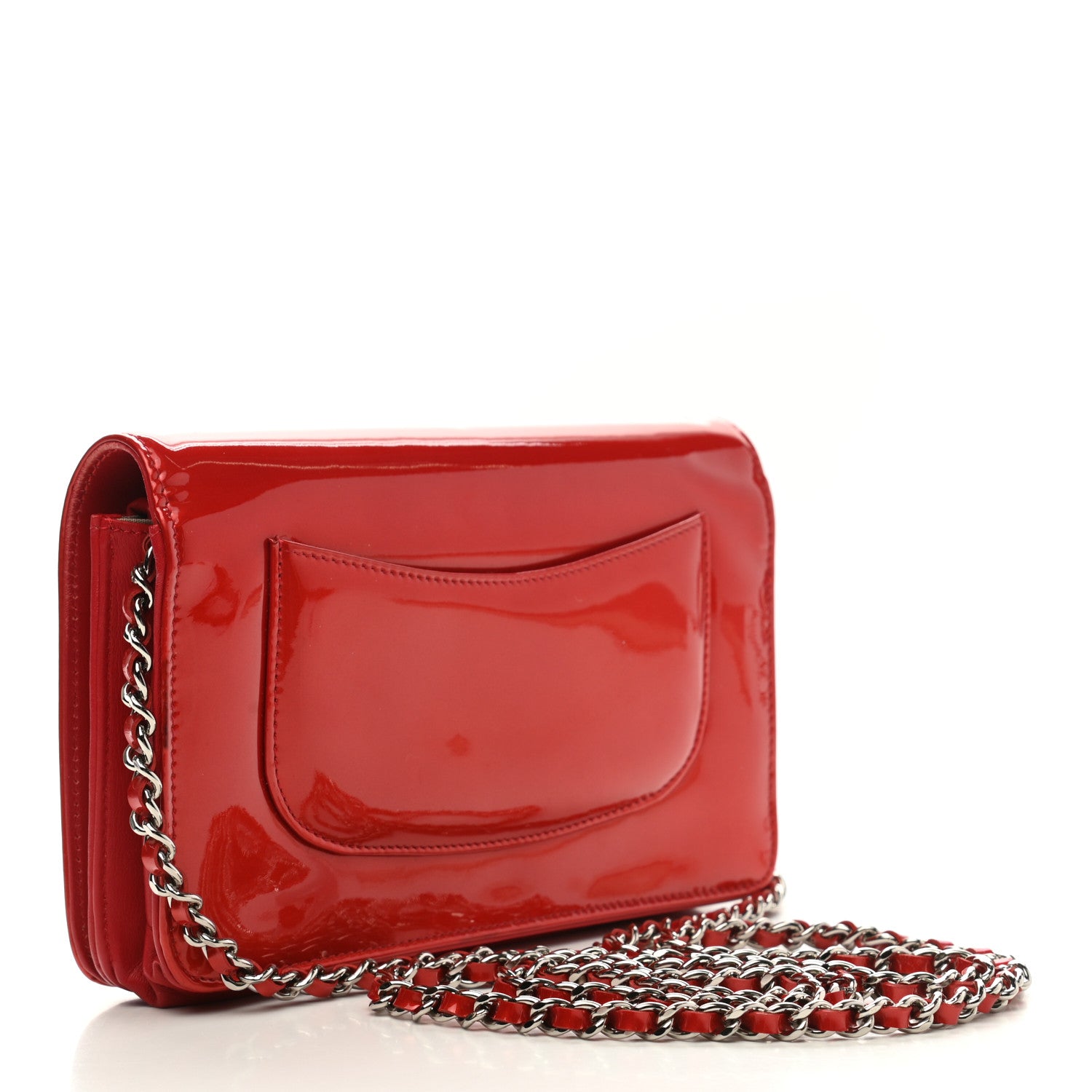 Chanel Patent Strass Wallet On Chain WOC Red 3 of 15