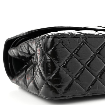 Chanel Shiny Distressed Calfskin Quilted Jumbo Double Flap So Black 9 of 10