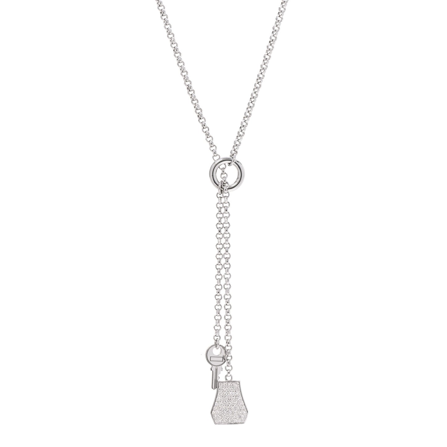 18K White Gold Diamond PM Kelly Clochette Necklace