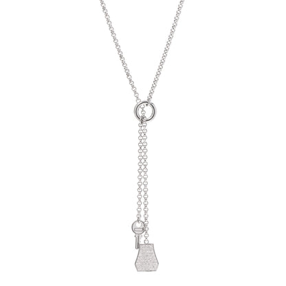 Hermes 18K White Gold Diamond PM Kelly Clochette Necklace 1 of 4