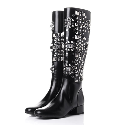 Saint Laurent Ketta Studded Babies 40 Brod Knee High Boots 36.5 Black 3 of 10