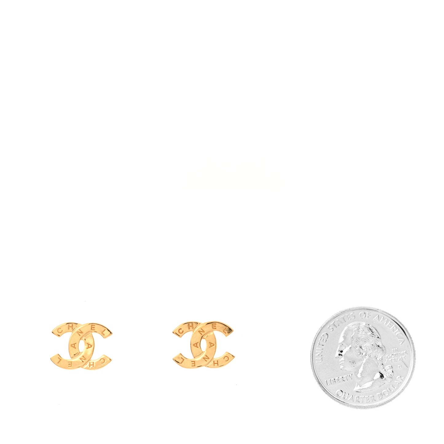 Metal CC Paris Button Stud Earrings Gold