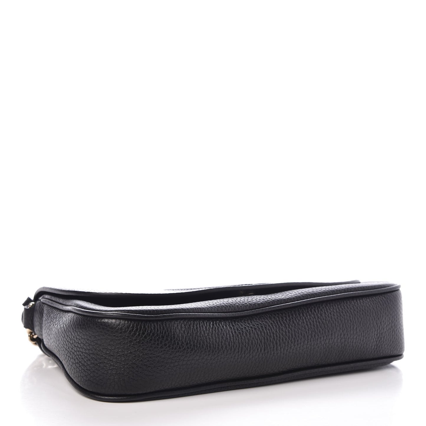 Pebbled Calfskin Medium Soho Flap Crossbody Black