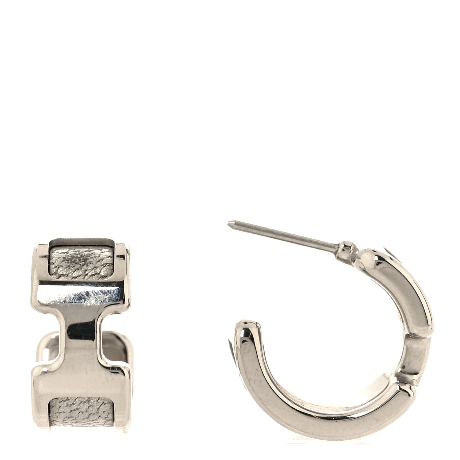 Hermes Chamkilight goatskin Olympe Hoop Earrings PM Silver 1 of 5